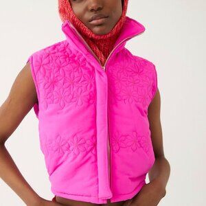 Tach Jaima Floral Quilted Vest - Magenta - Size Medium